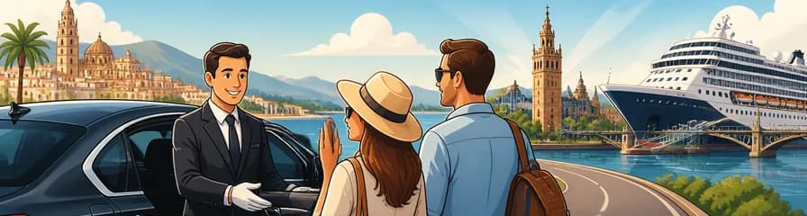 Servicio de traslado privado: de hoteles de Málaga al puerto de cruceros de Sevilla