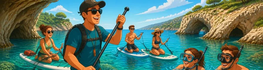Expedición guiada de paddle surf y snorkel por las mejores playas y calas, con monitor y equipo incluido