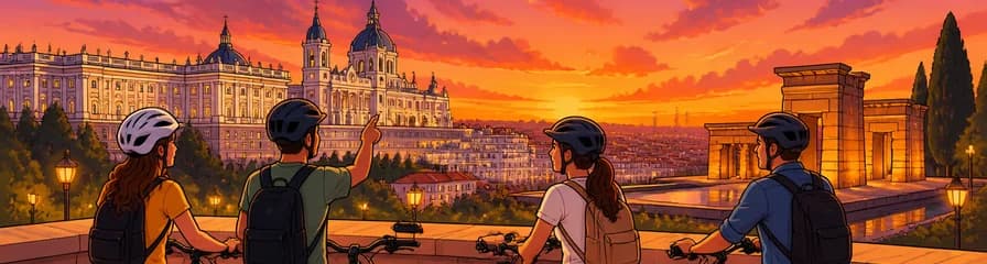 Recorrido en bicicleta eléctrica para admirar el atardecer en Madrid