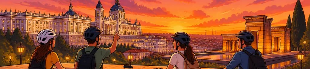 Recorrido en bicicleta eléctrica para admirar el atardecer en Madrid