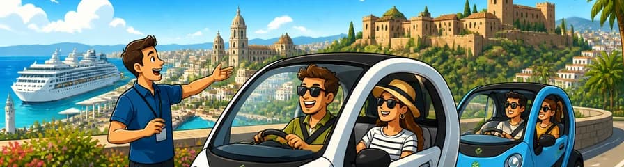 Paseo guiado por Málaga en coche eléctrico con recogida en el puerto