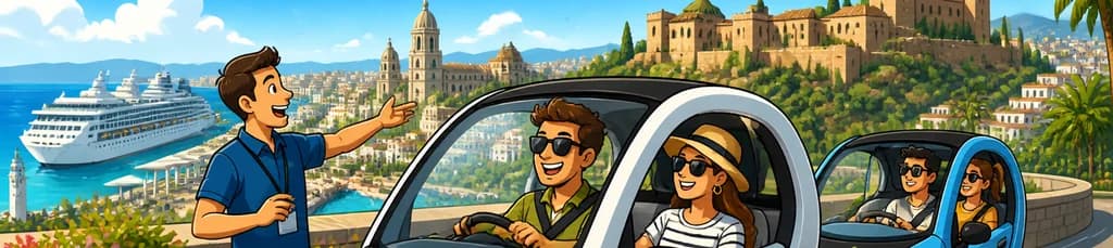 Paseo guiado por Málaga en coche eléctrico con recogida en el puerto