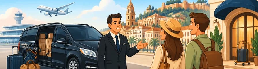 Traslado privado de ida y vuelta: del Aeropuerto de Sevilla SVQ a hoteles en la ciudad de Málaga
