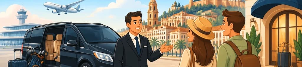 Traslado privado de ida y vuelta: del Aeropuerto de Sevilla SVQ a hoteles en la ciudad de Málaga