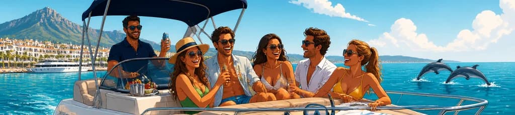 Excursión privada en Puerto Banús: MARLO YATCH de 8 metros para 7 personas, con patrón