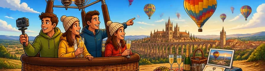 Experimenta Segovia desde las Alturas: Vuelo en Globo con Brindis, Picnic y Recuerdo Audiovisual
