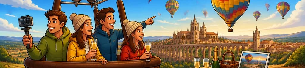 Experimenta Segovia desde las Alturas: Vuelo en Globo con Brindis, Picnic y Recuerdo Audiovisual