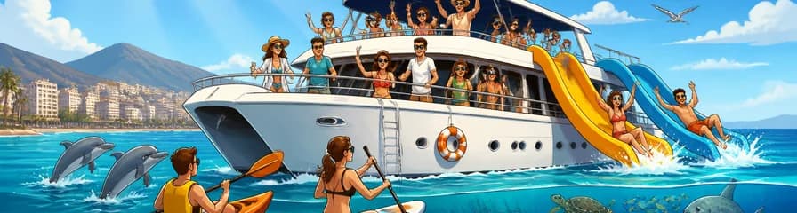 Alquiler de Barco Privado en Málaga para un Máximo de 50 Invitados con Doble Tobogán Gigante