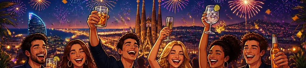 Celebración de Nochevieja en Barcelona 2027 con dos horas de barra libre