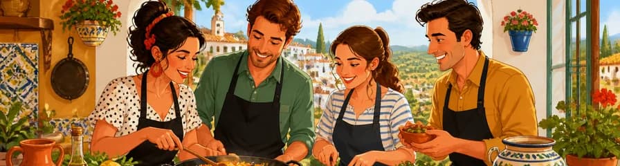 Inmersión culinaria andaluza: clase de cocina tradicional en un hogar sevillano.