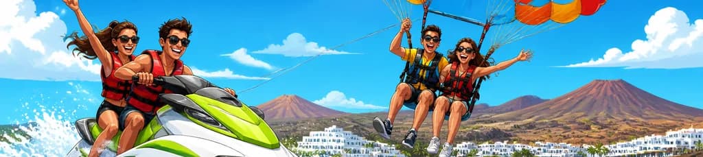 Emoción Doble: Paravelismo en Tándem y Aventura en Moto Acuática en Puerto del Carmen