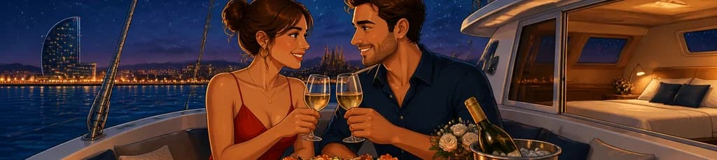 Velada Romántica a Bordo: Cena en el Puerto de Barcelona