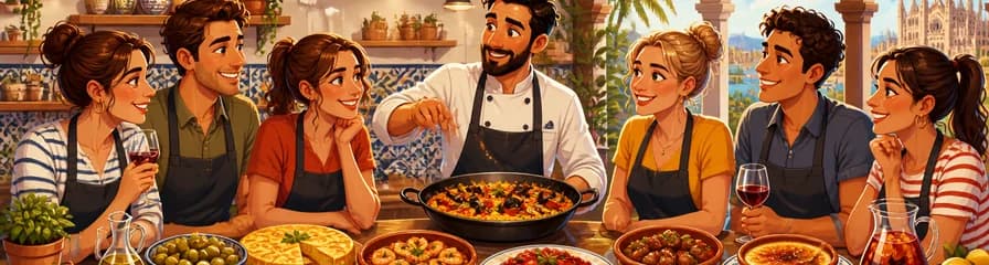 Taller culinario de cocina española en Palma: siete platos, bebidas y comidas completas