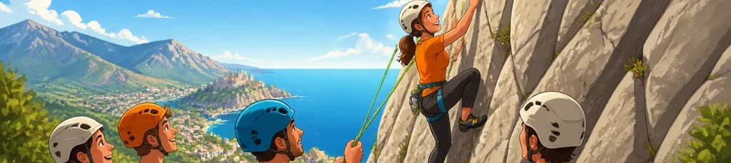 Ascenso de escalada en roca con seguridad de cuerda superior en Placas Negras