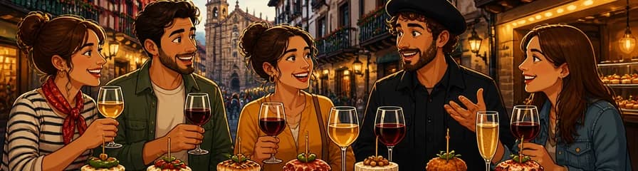 Recorrido de pintxos con maridaje de vinos españoles con Denominación de Origen en Bilbao