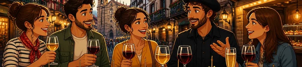 Recorrido de pintxos con maridaje de vinos españoles con Denominación de Origen en Bilbao