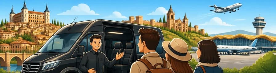 Servicio de traslado privado en minibús desde Toledo o Ávila hasta el aeropuerto de Madrid-Barajas (MAD)