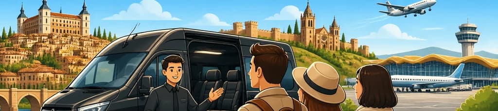 Servicio de traslado privado en minibús desde Toledo o Ávila hasta el aeropuerto de Madrid-Barajas (MAD)