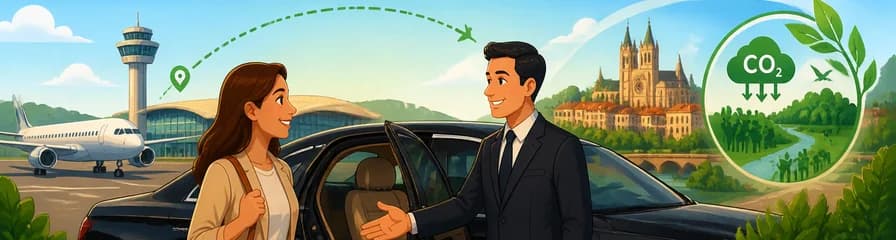 Servicio de traslado privado con compensación de emisiones de CO2 desde el aeropuerto de Valladolid a la ciudad