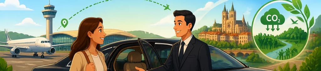 Servicio de traslado privado con compensación de emisiones de CO2 desde el aeropuerto de Valladolid a la ciudad