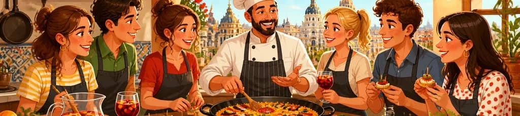 Sumérgete en la Cocina Española: Taller de Tapas, Paella y Sangría en Madrid