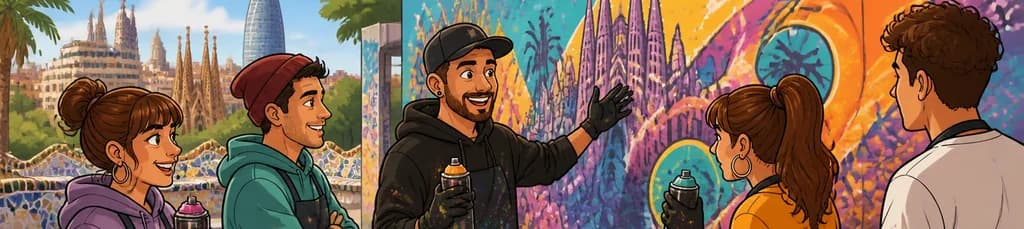 Taller privado de arte urbano y graffiti en Barcelona con un artista local