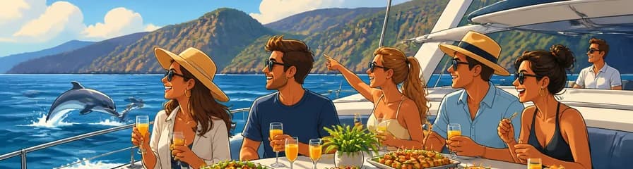Excursión en catamarán con servicio de transporte y comida tipo buffet