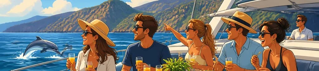 Excursión en catamarán con servicio de transporte y comida tipo buffet