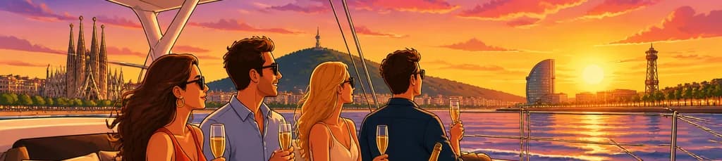 Travesía en Catamarán de Lujo Privada para Contemplar el Atardecer en Barcelona