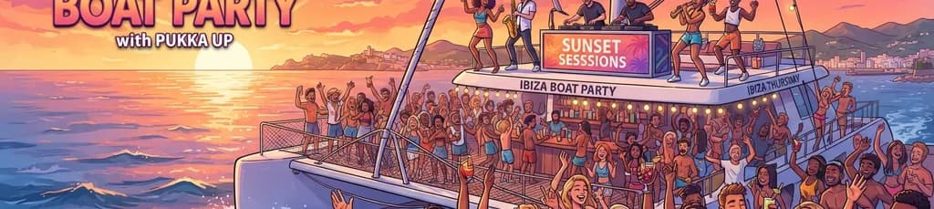 Fiesta en Barco al Atardecer en Ibiza con Pukka Up: Edición de Jueves