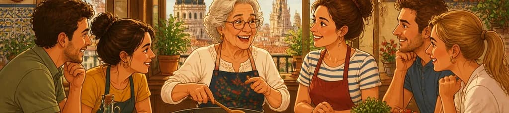 Experiencia culinaria: Clase de cocina tradicional española con una abuela en Madrid