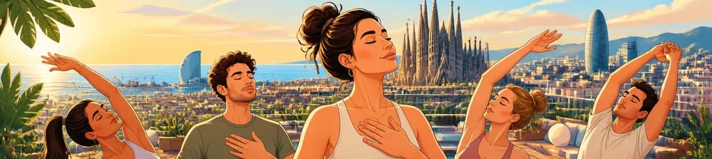 Sesión de Respiración y Estiramientos en la Azotea del Hotel ME Barcelona 5 Estrellas
