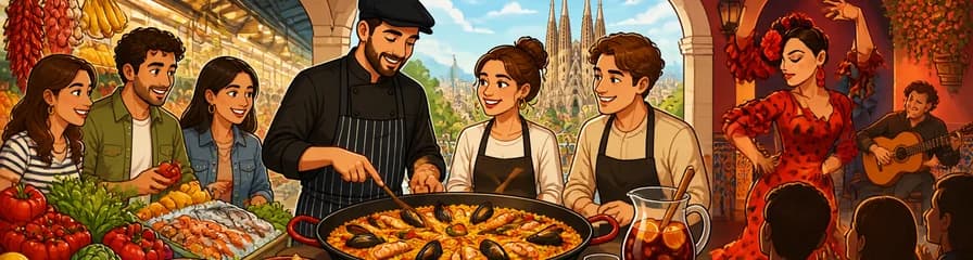 Experiencia culinaria y artística: Clase de Paella y espectáculo de flamenco en vivo en Barcelona
