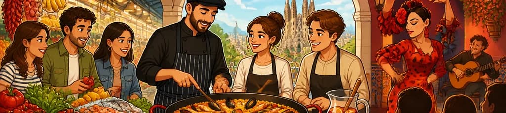 Experiencia culinaria y artística: Clase de Paella y espectáculo de flamenco en vivo en Barcelona
