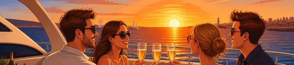 Experiencia de atardecer en yate con cava