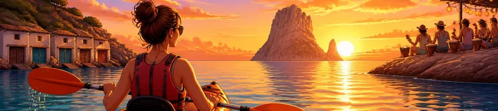 Excursión personal en kayak para contemplar el atardecer en Ibiza