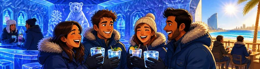 Una bebida helada en el Ice Bar Barcelona: ¡la experiencia polar en la playa!