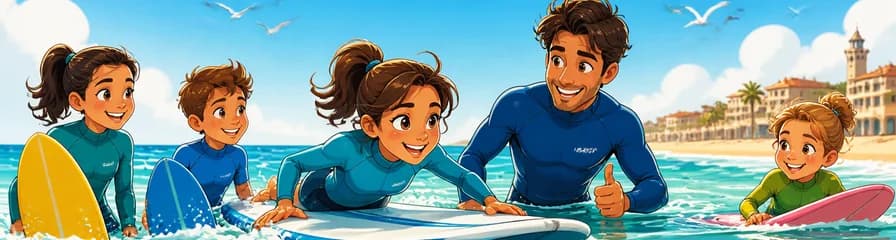 Clase de surf en la playa de La Mata