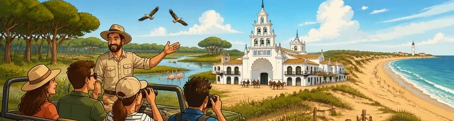 Viaje de un día completo desde Sevilla a El Rocío, el Parque Natural de Doñana y la playa de Matalascañas