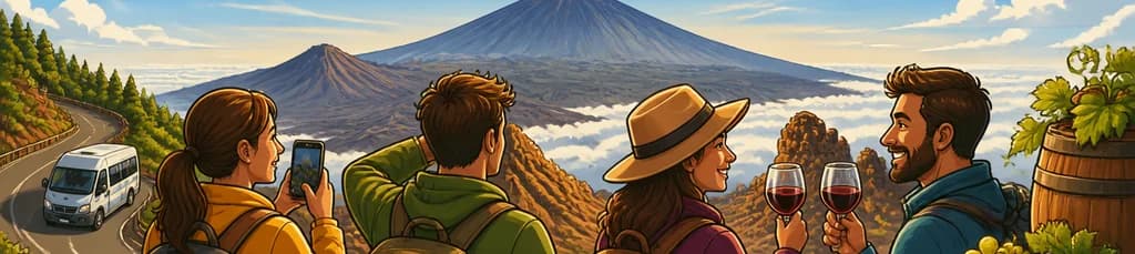 Aventura con senderismo y cata de vinos en el Teide, con transporte de ida y vuelta incluido