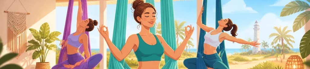 Sesión de Yoga Aéreo en Maspalomas, Gran Canaria