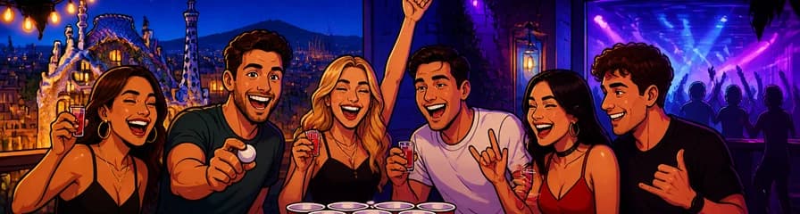 Noche de fiesta en Barcelona con Beer Pong, juegos de beber y entrada VIP a discoteca