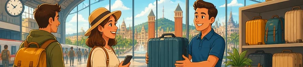 Servicio de consigna de equipaje en la Estación de Sants de Barcelona