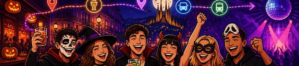 Ruta de Bares de Halloween en Barcelona: Tres Locales, Acceso a Discoteca y Noche Adicional