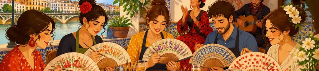 Taller de pintura de abanicos sevillanos en Triana