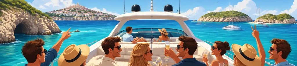 Descubre las Islas Margaritas desde Ibiza en un yate de lujo de 2026 para 12 personas durante un día completo
