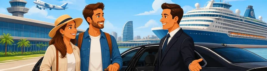 Servicio de traslado privado sin escalas desde el aeropuerto de Barcelona al puerto de cruceros
