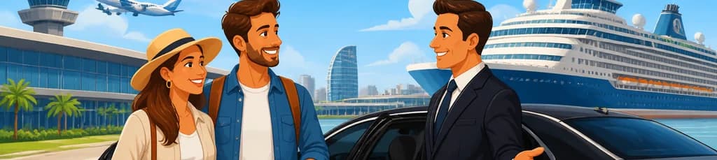 Servicio de traslado privado sin escalas desde el aeropuerto de Barcelona al puerto de cruceros