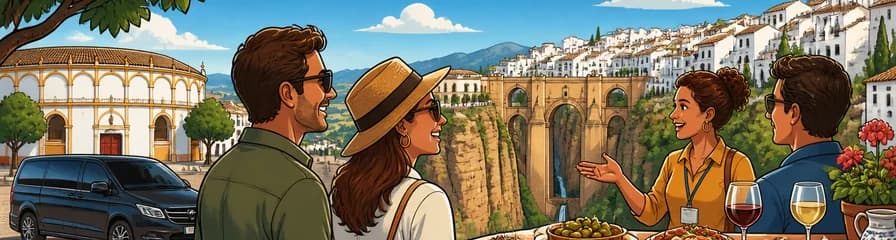 Viaje privado de un día a Ronda con degustación de tapas y bebidas, saliendo desde la plaza de toros de Marbella