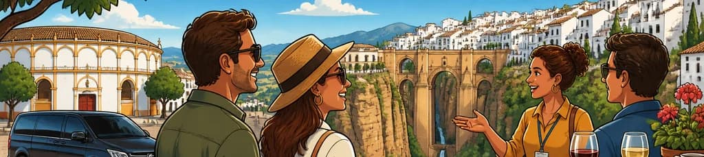 Viaje privado de un día a Ronda con degustación de tapas y bebidas, saliendo desde la plaza de toros de Marbella